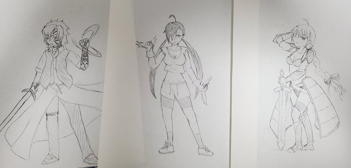 中学か高校の時に描いたこの辺のオリキャラ結構気に入ってるからいつかリメイクしたいですね 