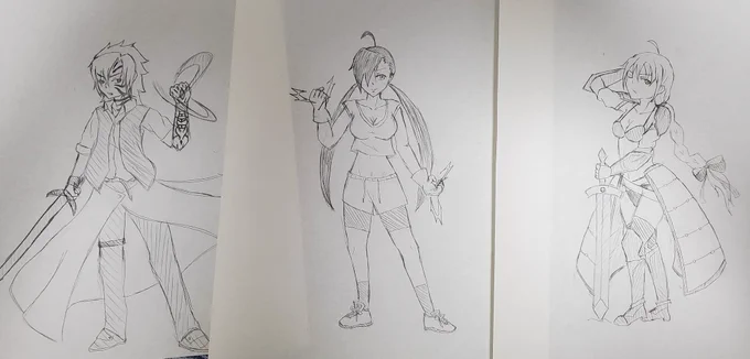 中学か高校の時に描いたこの辺のオリキャラ結構気に入ってるからいつかリメイクしたいですね 
