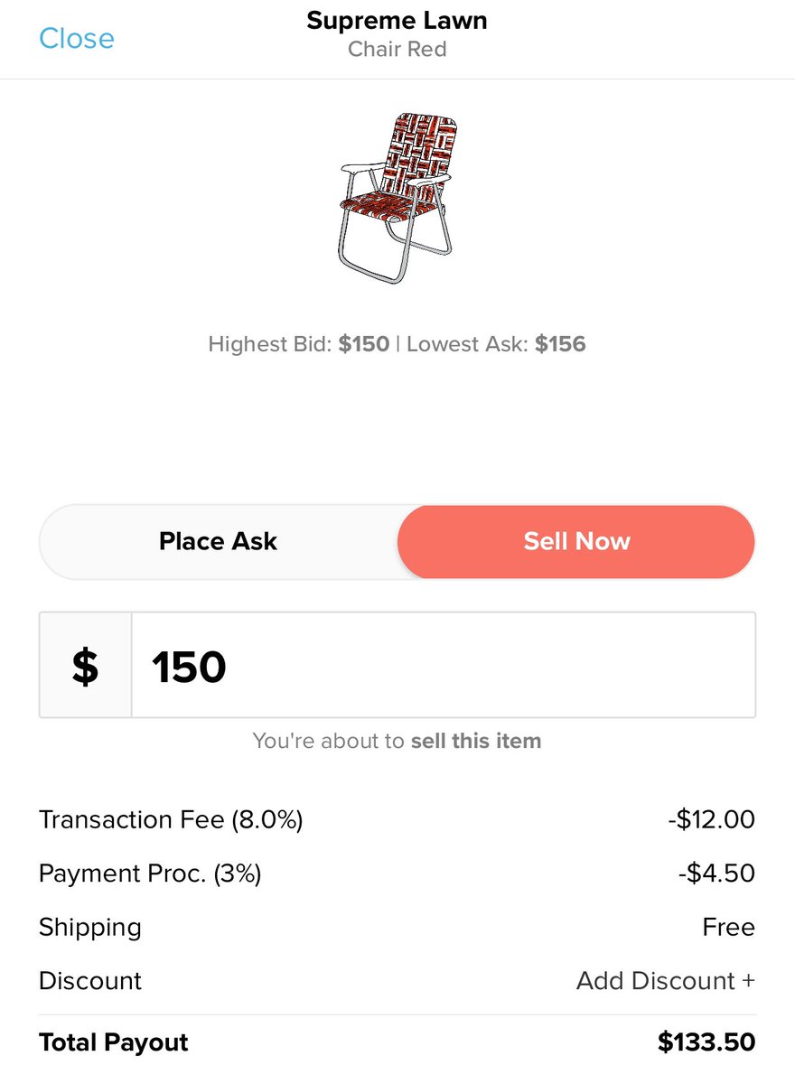 supreme lawn chair stockx