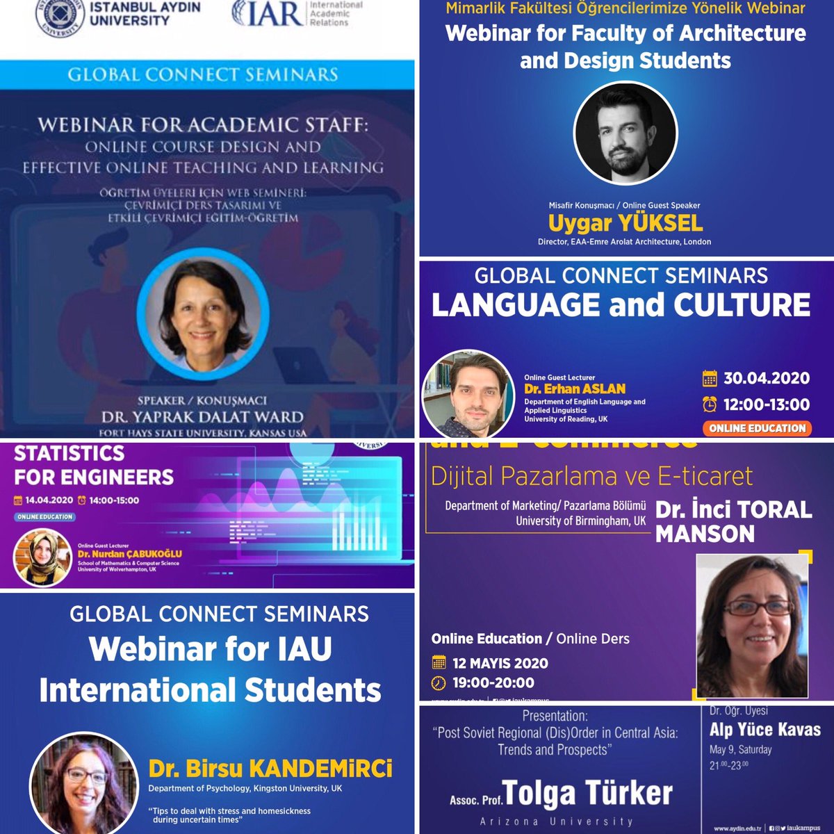 BenguBostanci's tweet photo. Istanbul Aydin University International Partnership Office has conducted series of global seminars during the pandemic. Very pleased to host such esteemed speakers #intedu #highered #COVID19 #onlineeducation Thank you to you all for your contribution @IAUKampus @IAUintoffice https://t.co/EAWLjMsB5w