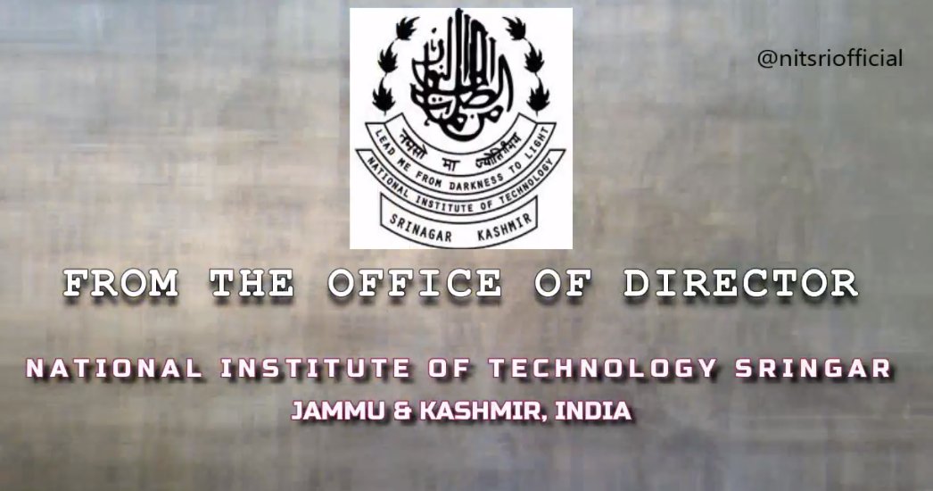 nitsriofficial's tweet photo. Thread:
In these times of distress, it becomes important to have a ray of hope. It is a tough phase for the entire humanity. The Director of the institute, Prof. (Dr.) Rakesh Sehgal has issued a message to the NIT Srinagar fraternity.(1/n)

Find it here: https://t.co/n7l58xGj9T https://t.co/bpmb6JcYDk