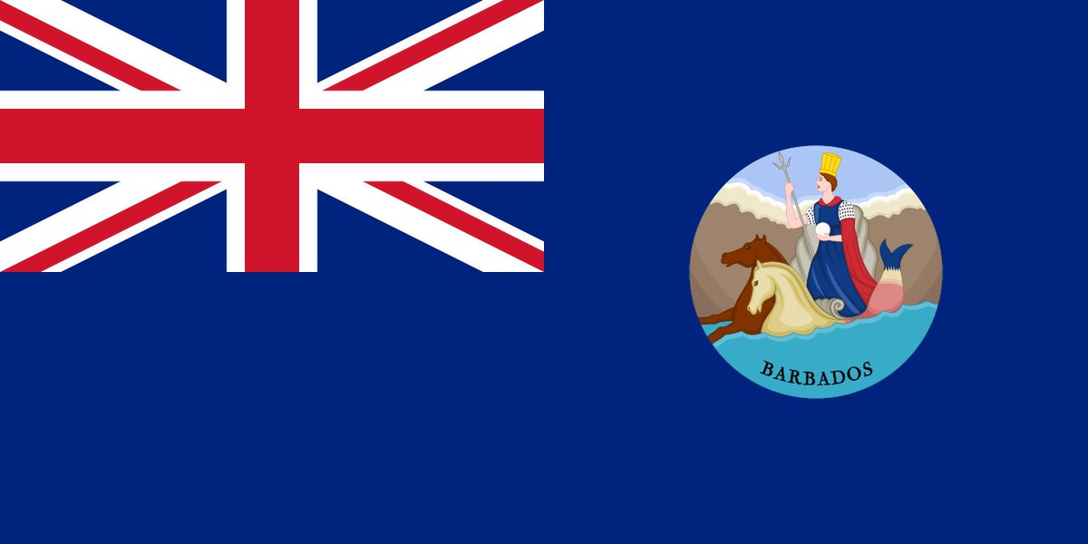 That's not a Canadian flag, it's a Barbadian flag!Look closely, and you can see Britannia riding sea horses with a trident in her hand. For a comparison, look at this depiction of a later Barbadian flag from the late 1800's.