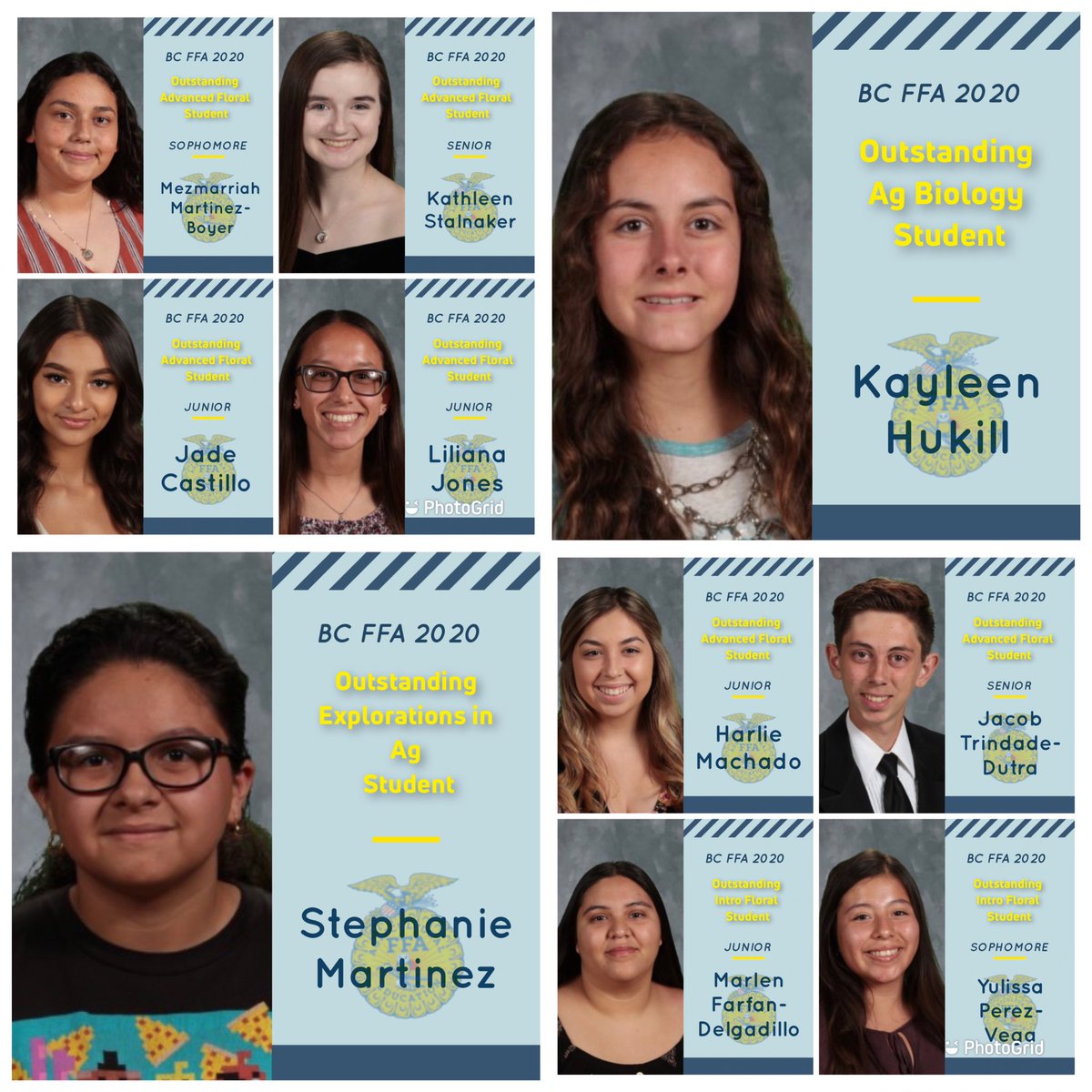 Today we recognize the outstanding students of each Ag class- They have not only gone above and beyond during their time in class, they have also dedicated lunch time and after school hours helping their teachers and peers with everything from shop projects to floral sales!🎉
