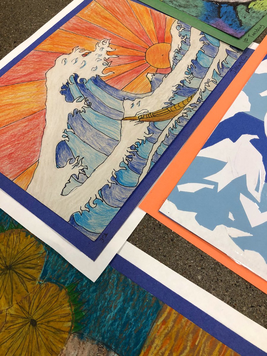 KerrCometsArt's tweet photo. More work from last week when I was taking down artwork to send home with all of our @KerrComets artist. What a talented group of kids I get to teach. This is artwork from our Thursday group (KG, 1st, 2nd, 3rd, 4th) @AisdElemArt https://t.co/bA8G72QeaP