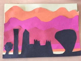 CecilRoadSchool's tweet photo. Our younger Critical Worker children created amazing sunset silhouette skyline pictures - Could you create your own?  🌈 #clapforkeyworkers https://t.co/YNpH16BFh5
