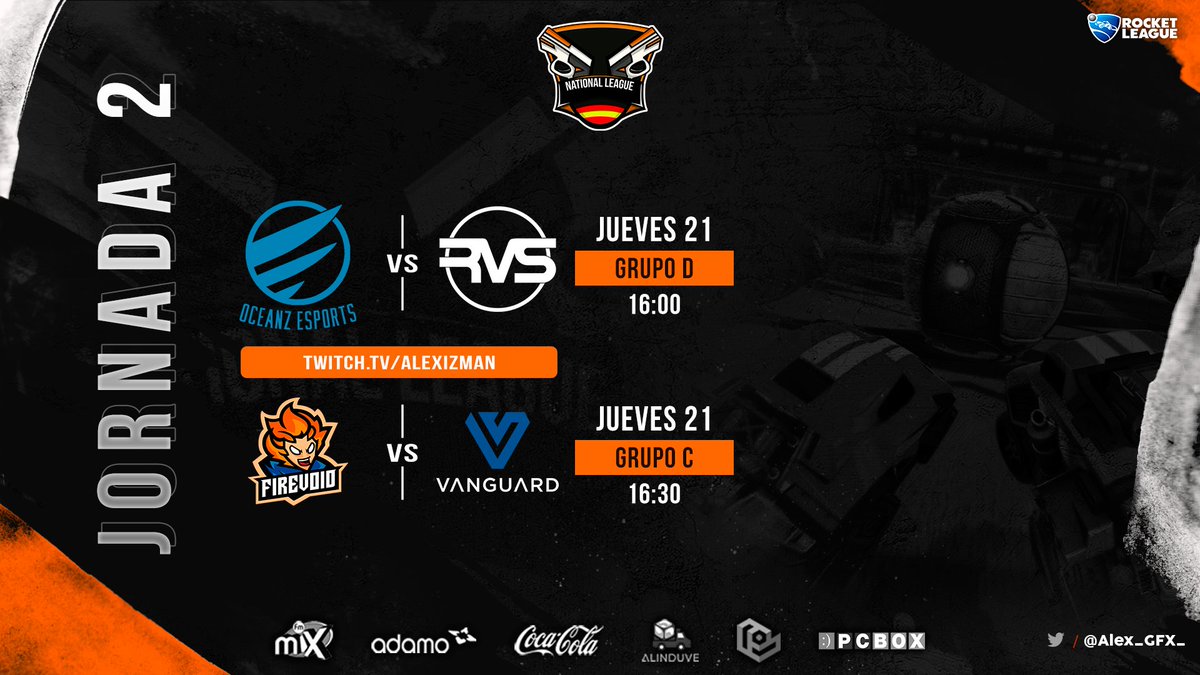 ProMancosLeague's tweet photo. #RocketLeague | ¡¡RECUERDA!! Hoy en directo, 2ª jornada de @Nationaleague 

📅 21/5

⌚ 16:00 🇪🇸
@e_oceanz 🆚 @RvS__club

⌚ 16:30 🇪🇸
@FireVoidGaming 🆚 @Vanguard_eClub

🎙️ @AlexIzman
🎙️ @solounturnomasV
📺 https://t.co/VsZa8YW4Lk https://t.co/pBGHdoe5la