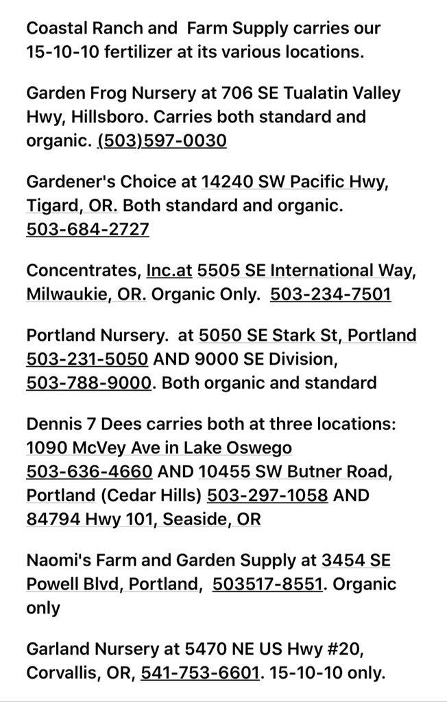pdxrosesoc's tweet photo. PRS Fertilizer is available at several retail store: https://t.co/y3MJansoa1