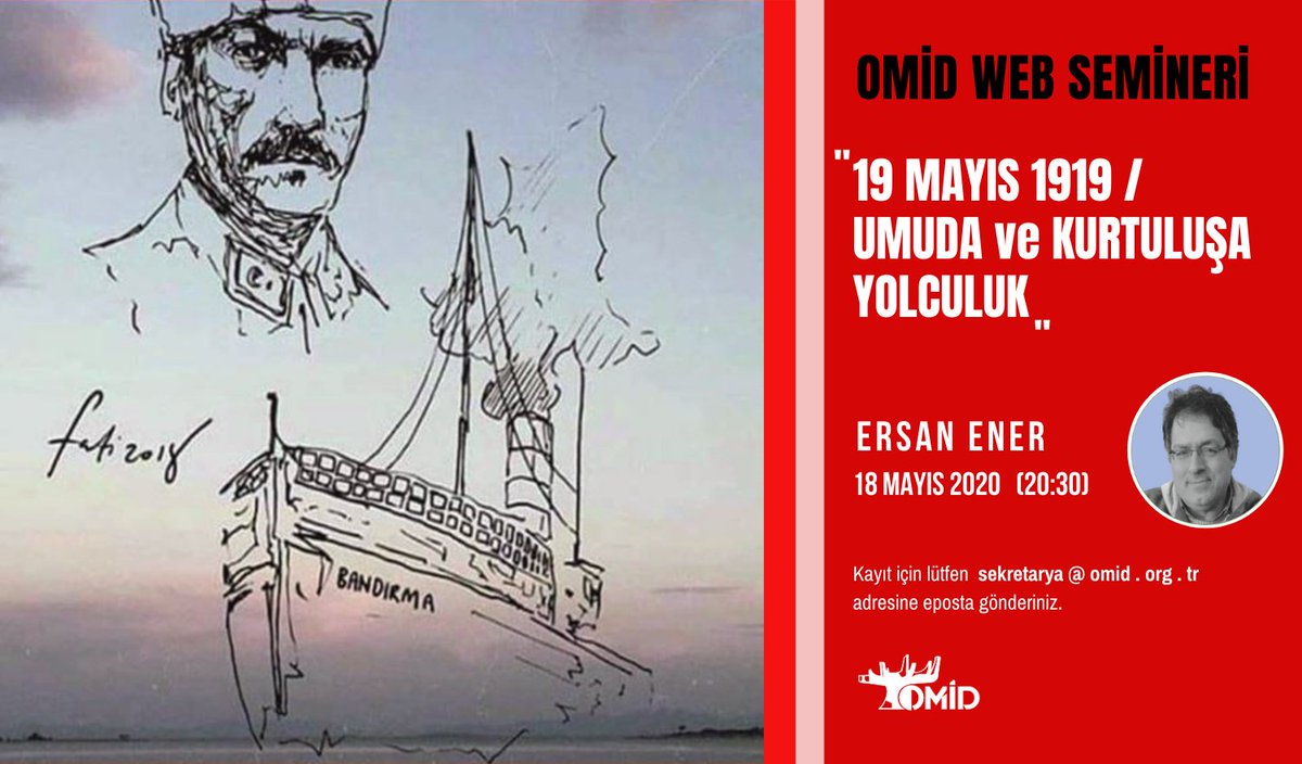 omidorgtr's tweet photo. OMİD Web Seminerleri dizisinde, 18.Mayıs.2020 Salı akşamı Dernek Başkanımız Sn. Ersan Ener'in "19 Mayıs 1919 - Umuda ve Kurtuluşa Yolculuk" konulu konuşmasını dinleyeceğiz. Buyrun, sizi de bekleriz.
#omidorgtr #BizODTÜlüyüz #BirlikteGüçlüyüz
#odtü #odtümezunları
#metu #metualumni https://t.co/EFGBYEgZ5a