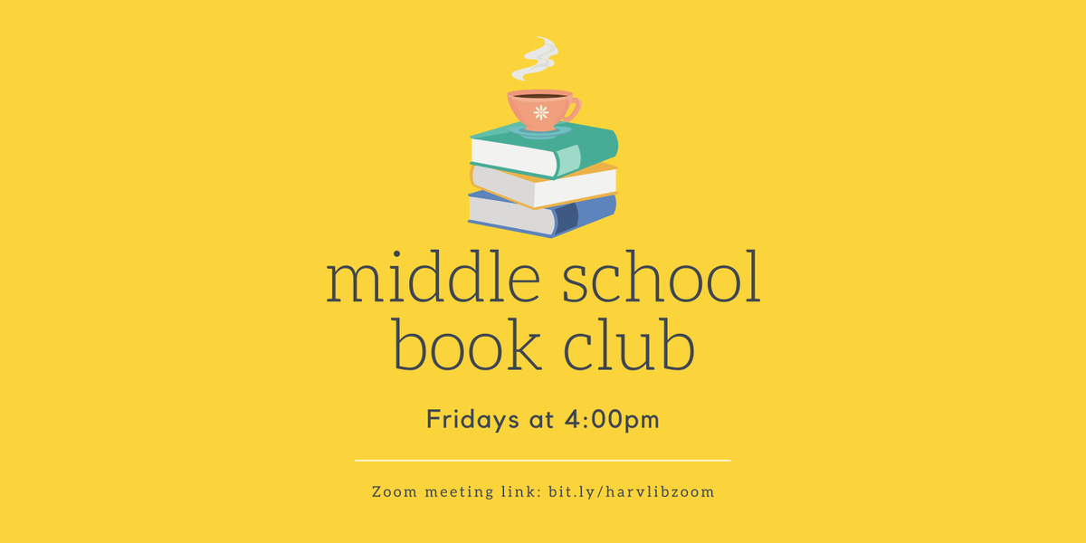 Middle School Book Club will meet at 4:00pm this Friday! All middle school students, faculty, and staff are welcome!⁠