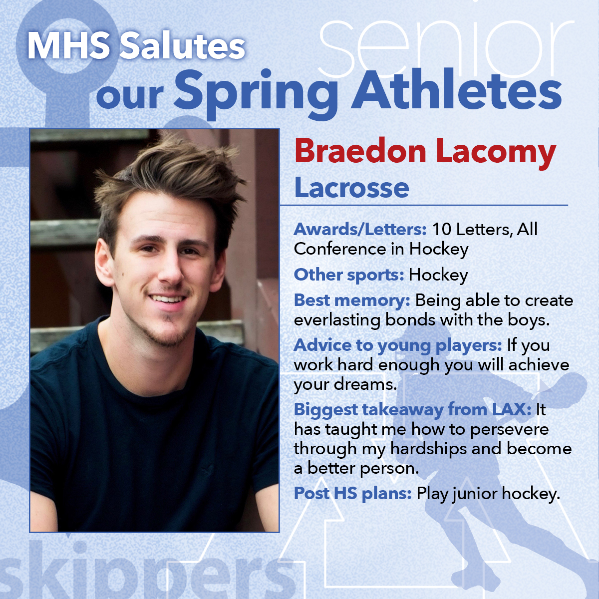 TonkaSkippers's tweet photo. Today we salute @tonka_lax player Braedon Lacomy and Katie O'Neill of @Tonka_Track! ⚓️🥍🏃‍♀️#MHSSeniorSalutes #MHS2020
@TonkaPrincipal @Tonka_Hockey https://t.co/9ZdY9dKFqv
