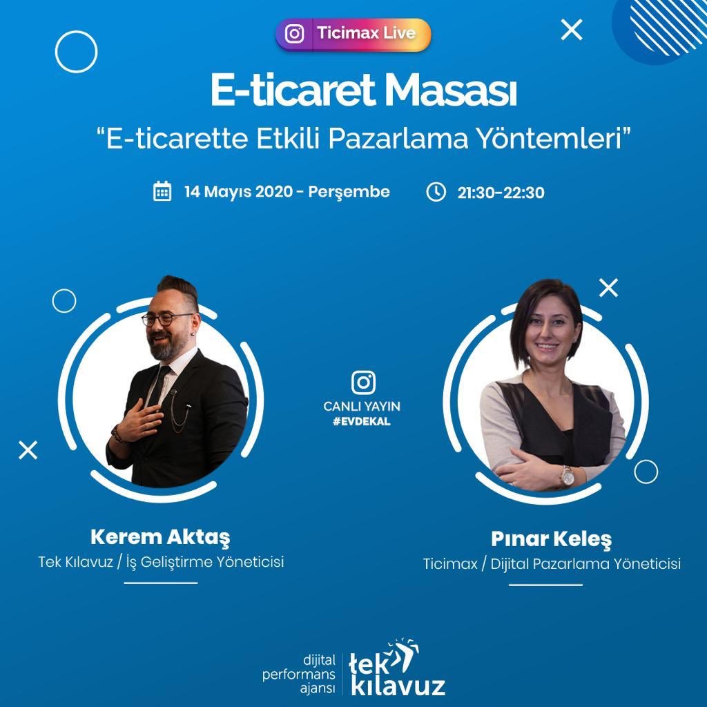 🎙Ticimax Live / E-Ticaret Masası’nda yarın akşam “Yeni Pazarlama Stratejileri ve Kullanıcı Deneyimleri”nden bahsedeceğiz.
🦾Yeni dünya, yeni alışkanlıklar, yeni e-ticaret yöntemleri ve daha fazlası için bu programı kaçırmayın!
📺Yayın Kanalı: <a href="/ticimax/">Ticimax</a> / IG
⏰ Saat: 21:30