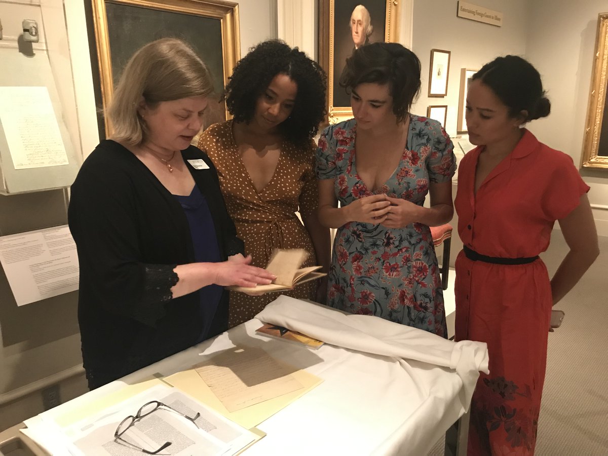 AlbanyInstitute's tweet photo. All the Hamilton buzz inspired this #MuseumMomentsMW: DYK We hosted Stephanie Umoh (Angelica), Hannah Cruz (Eliza), + Olivia Puckett (Peggy) for special tour of Schuyler Sisters &amp; Their Circle while here to perform as the #SchuylerSisters @atProctors!  #AlbanyNY #HamiltoninAlbany https://t.co/VanbnmsE8F