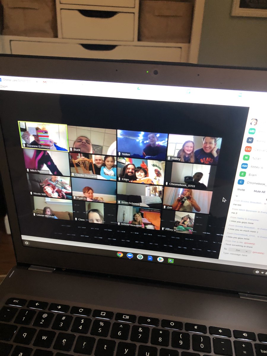 evenson_suzanne's tweet photo. Thursday Zoom...with the cutest PMAC kiddos ever!!  A growth mindset story &amp; a scavenger hunt with letters!!  I love that some grabbed their dads for "D!" #D47StepsUp
@WoodsCreekD47 https://t.co/bz1mNpCeCf
