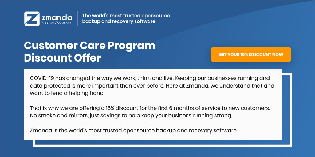 zmanda's tweet photo. Customer care is at the forefront of our thoughts right now. What can we do to help? 15% for the first 6 months is a start.
https://t.co/OAgJ1guNVR
Retweet & Share
#covid19 #opensourcebackup #backupandrecovery #serverbackup #staystrong #linux #systemadmin #IT #ITadmin #data https://t.co/FnhUjIpGkX