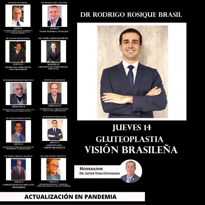 DrRodRosique's tweet photo. Today (18:00 BRT), a new #plasticsurgery webinar about advances and best practices in #gluteoplasty (#bbl #buttocklifting #buttimplant) together with Dr. Cardenas and Dr. Cucchiaro for plastic surgeons from Latin America. https://t.co/n5VZmklwtk