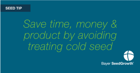 Bayer4CropsCA's tweet photo. #SeedTip: Cold seed doesn’t cut it! ❄️ If you can turn on aeration in your bin before treating seed it will help prevent dust off. https://t.co/SWN4UBXfrX