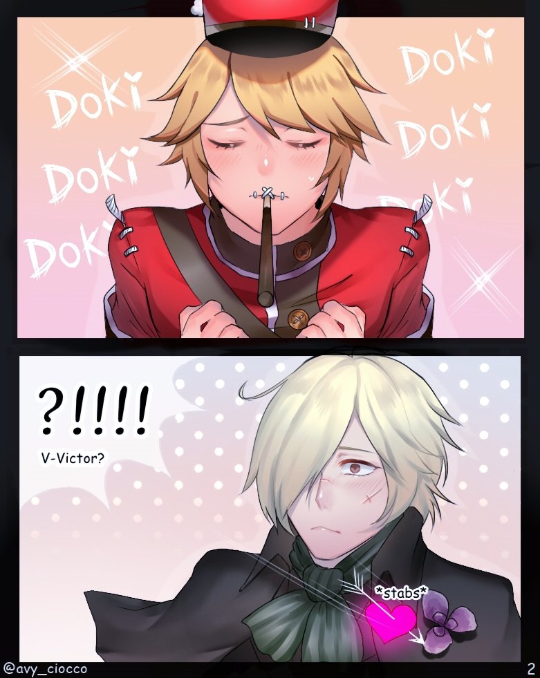 Victor heard a game called Pocky Challenge and decided to try it on Andrew. (Cuz he has a crush on him (. ❛ ᴗ ❛.) )

#andrewxvictor
#identityVイラスト 
#IdentityV 
#identityvfanart 
#victorgrantz
#andrewkreiss 
#manga
#illustrations 
#pocky 