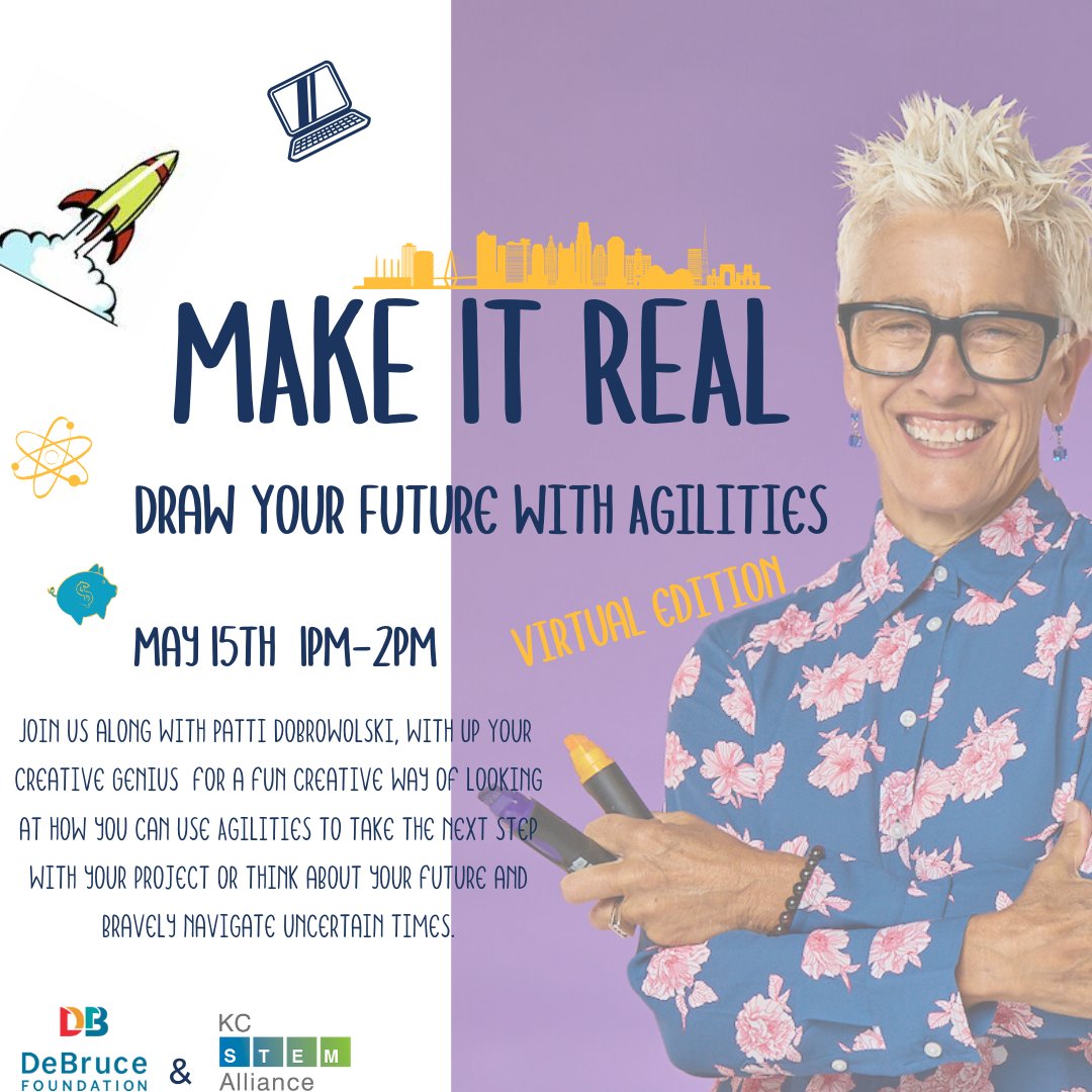 DeBruceFound's tweet photo. To all of the young, aspiring #entrepreneurs out there, join us on Friday afternoon at 1pm CT for this engaging, virtual session with @upyourcreative, @stemkc, and @startlandkc!

Register here: https://t.co/VLAnVOSB0n
#MakeItREAL #WeCreateKC #StartupKC #DrawYourFuture https://t.co/7sGaV72nkq