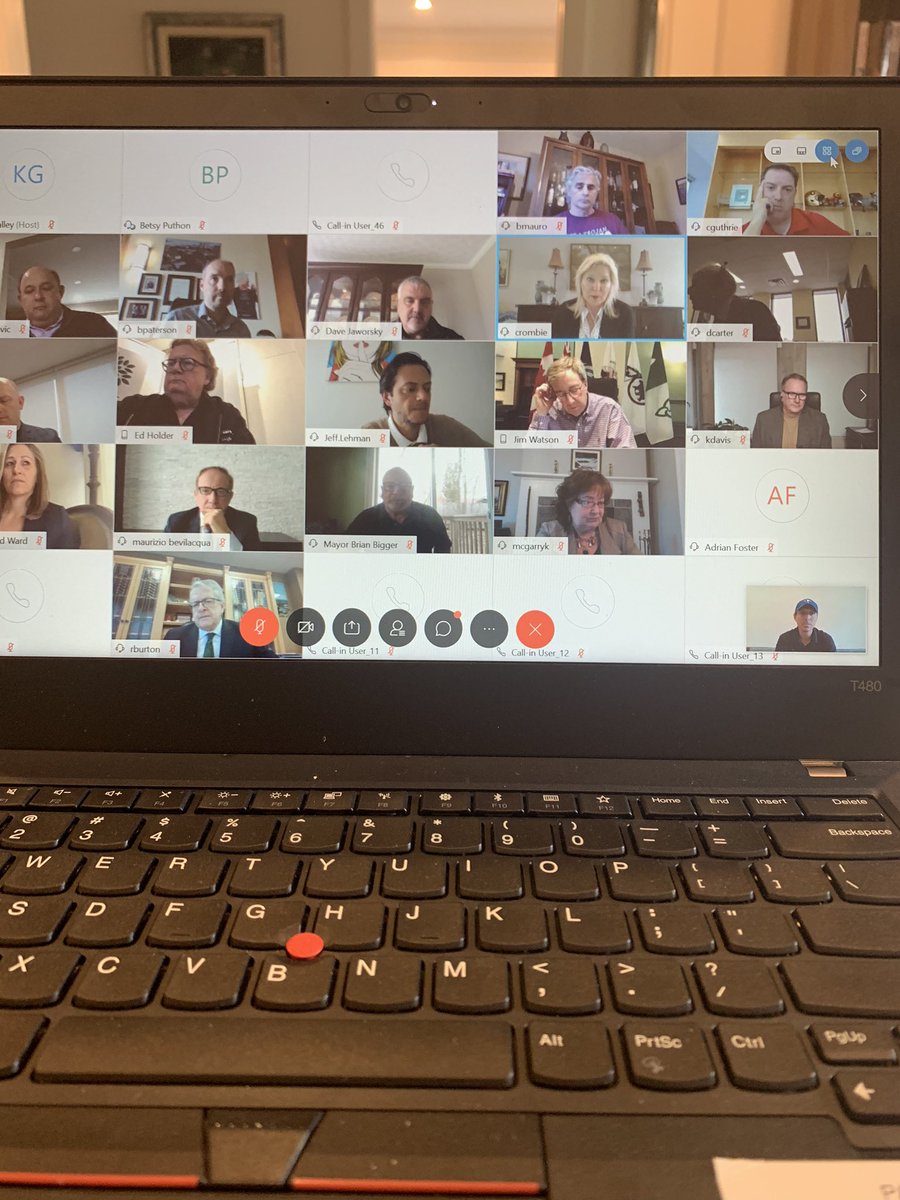 patrickbrownont's tweet photo. Doing double duty on virtual meetings this morning with the Large Urban Mayors of Ontario Caucus and the Region of Peel Council meeting. #COVIDー19 #WebexLife https://t.co/SfSeRlMP3a