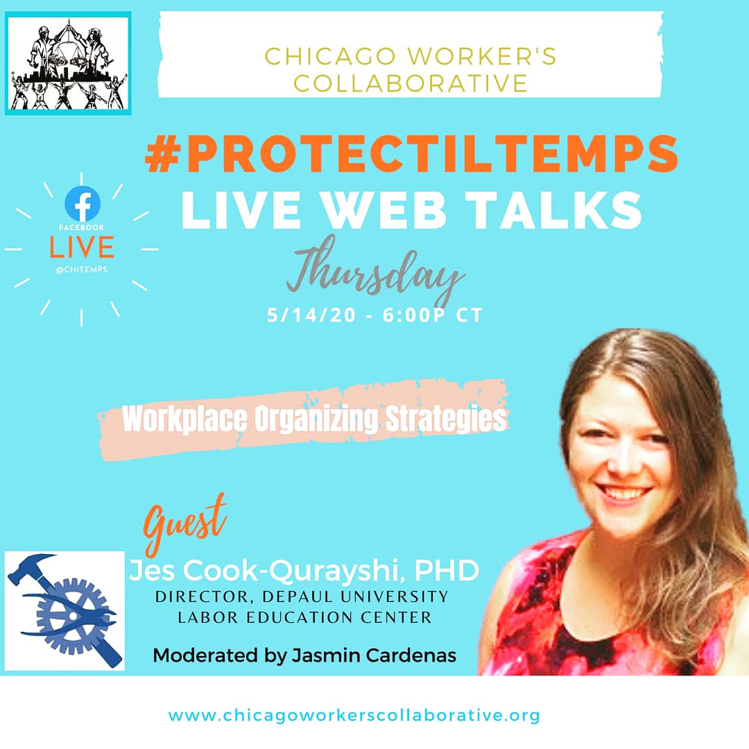 chi_temps's tweet photo. Join us TONIGHT, Thursday May 14th at 6P CT for our latest #ProtectILTemps Live Web Talks segment. Our guest is Jes Cook-Qurayshi of the @depaullec. Moderated by @1jasmincardenas. Tune in via Facebook live. https://t.co/k1H9fpZALr #CWC #CHITEMPS https://t.co/QuAolktZ5a