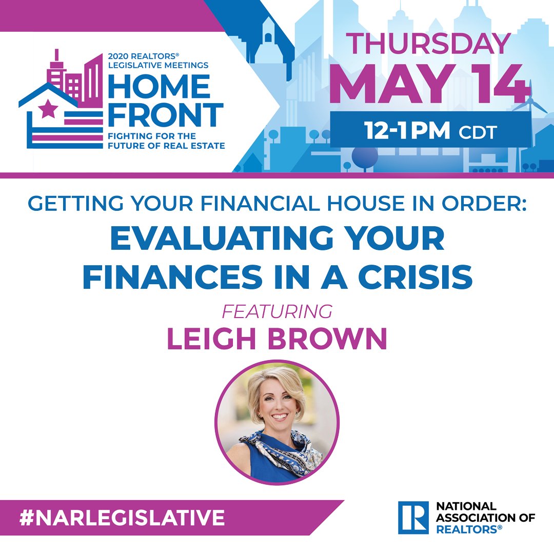 Hear from Leigh Brown, best-selling author, an award-winning educator, influencer &amp; REALTOR®, to discover unique financial tips specifically geared for REALTORS®. Get an in-depth action plan on financial tactics that you can utilize now. #NARLegislative ow.ly/PN3J50zGf6L