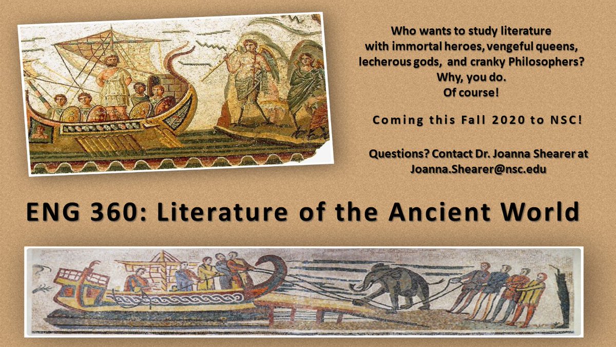 NevadaStateU's tweet photo. Who wants to study literature with immortal heroes, vengeful queens, lecherous gods, and cranky Philosophers?
#ScorpionLife #ENG360 https://t.co/ilPLYNl07N
