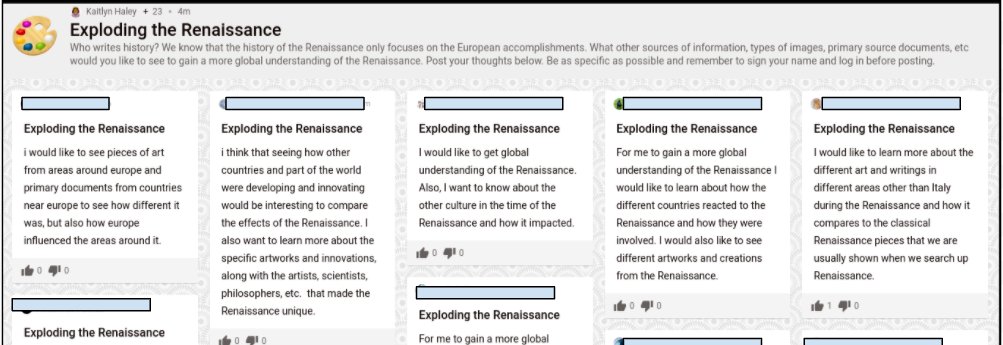 kaity_haley's tweet photo. When your IRLA companion builds an awesome unit on #explodingthecanon you ask your students to #explodetherenaissance Awesome thinking from awesome students #virtualwwprsd @RachelScupp @TGMSJags https://t.co/YUEtGcuKM0