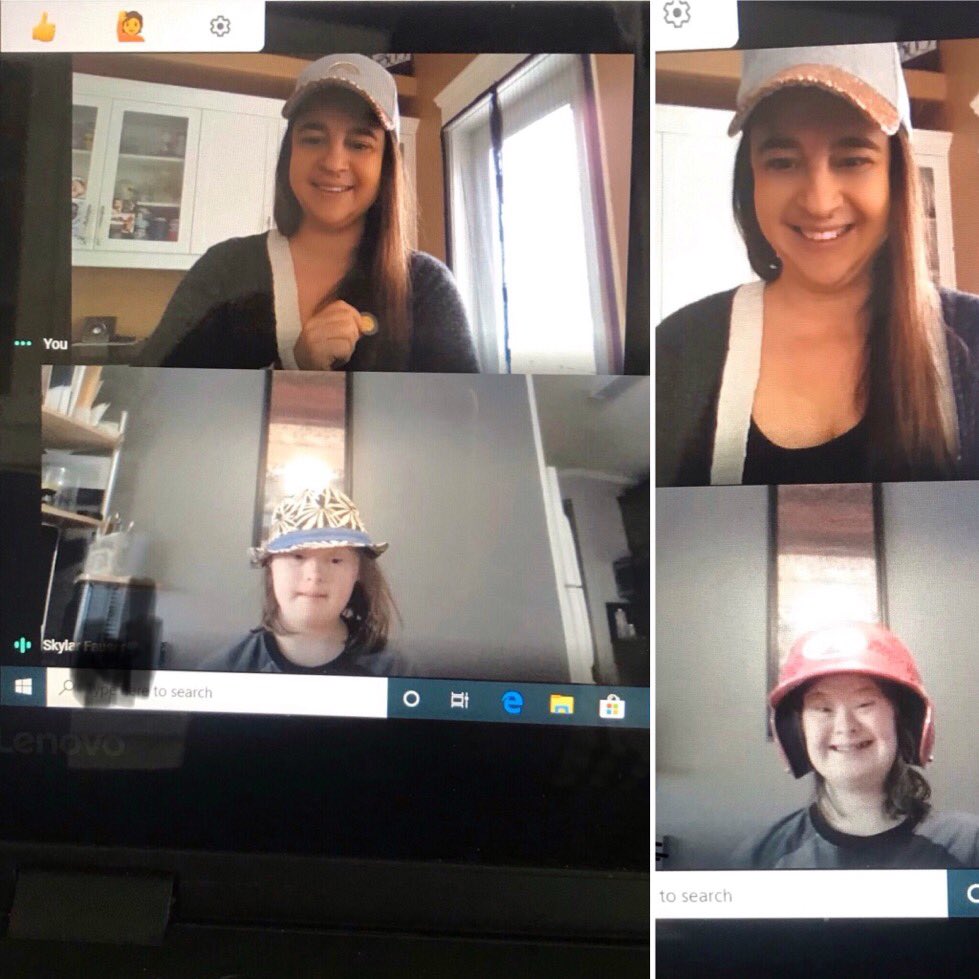 LoreeConnie's tweet photo. #onlinelearning #crazyhatdayforustwo @STA_ECSRD @EvergreenCSSD https://t.co/d50RDl2iXt