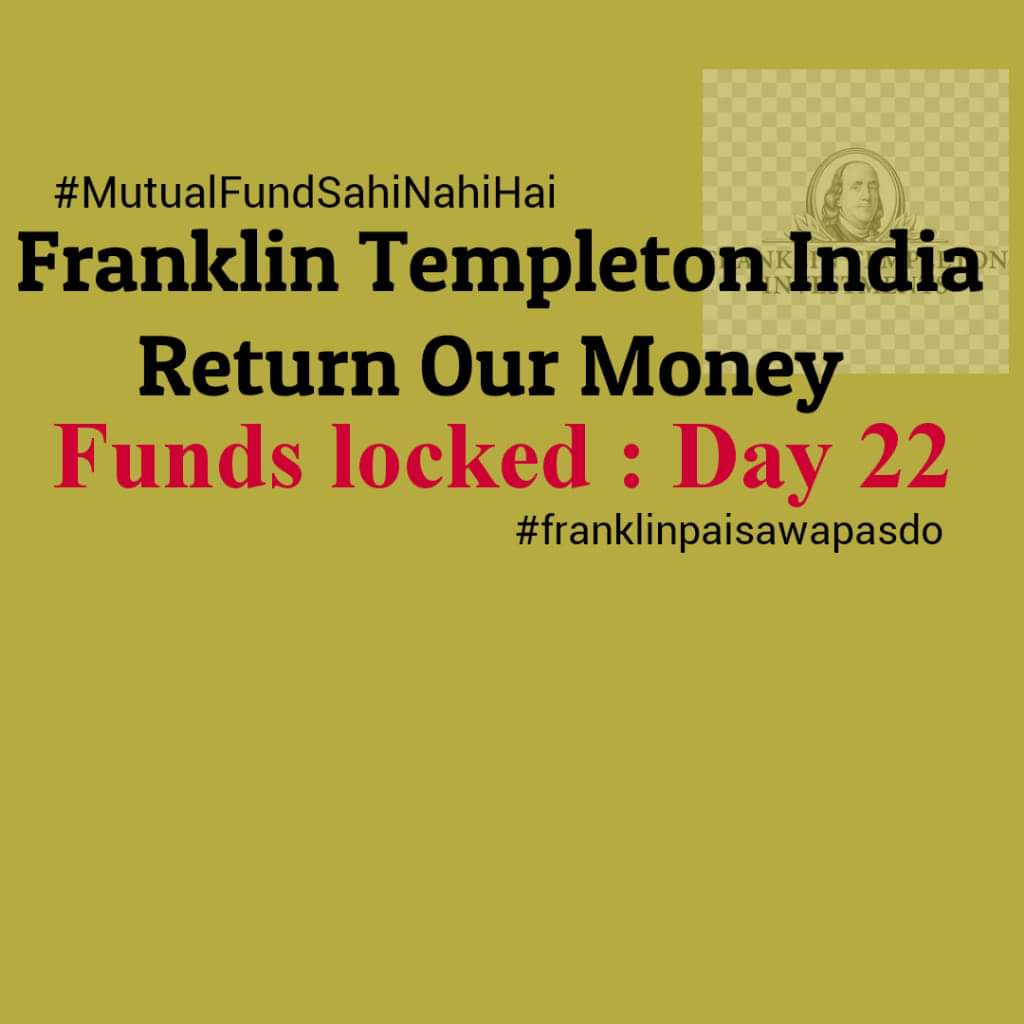 vd202004's tweet photo. #FranklinPaisaVapasDo @FTIIndia @FTI_Italia @ftchina @ftfm @FTI_emerging @FTI_Global @DebtFranklin please return our money
@nsitharaman @PMOIndia @jayantsinha @ArvindPande3 @nandita_venky @PiyushGoyal @narendramodi @ https://t.co/xp38hwuiol