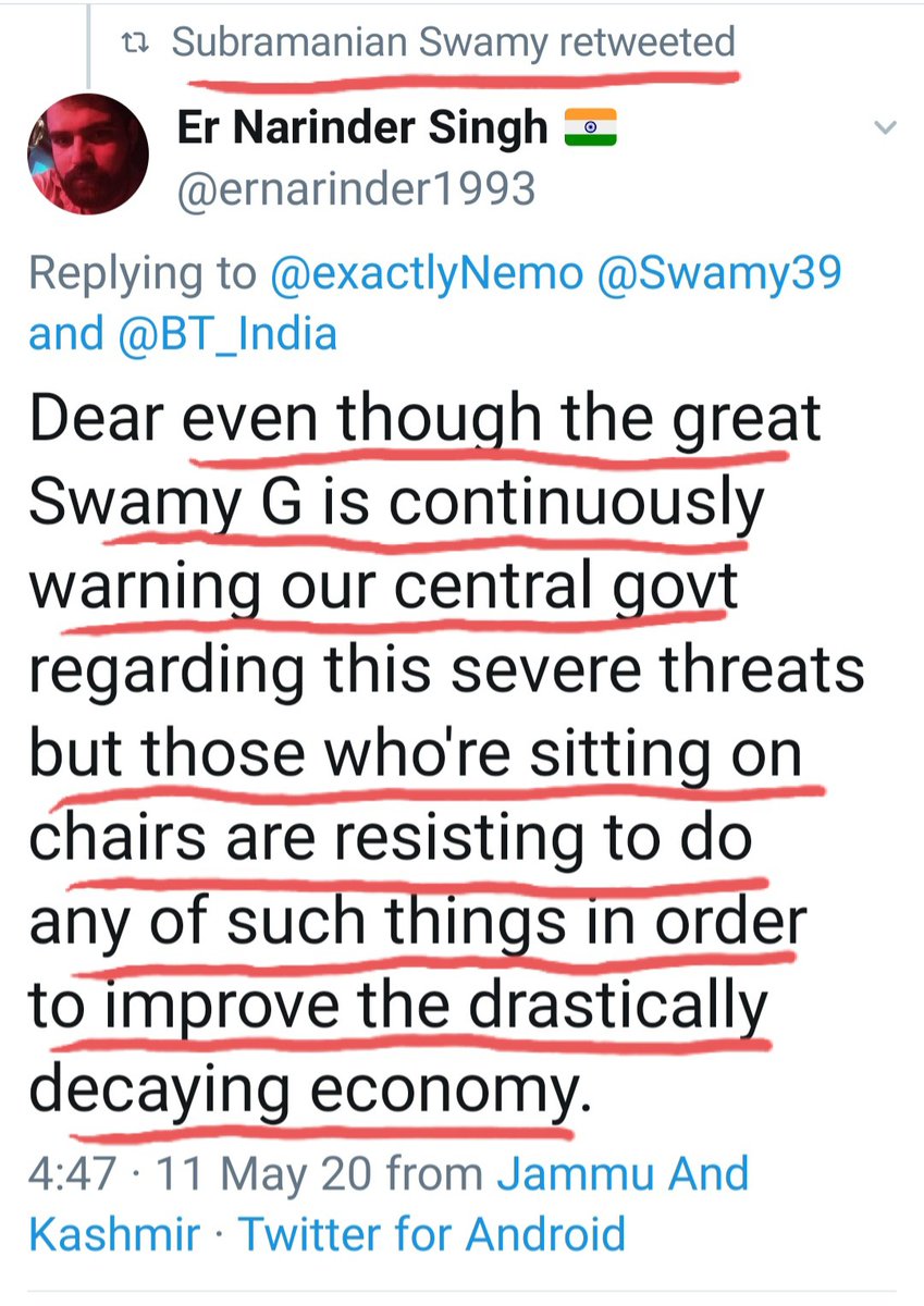 Swamy always attempts to portray PM Modi in poor light..He also endorses tweets which claim that Modi ji is intentionally not trying to repair slowing economy..Underlying message is, ONLY Swamy has interest of India in his heart and Modiji does not care even though he is PM3/6