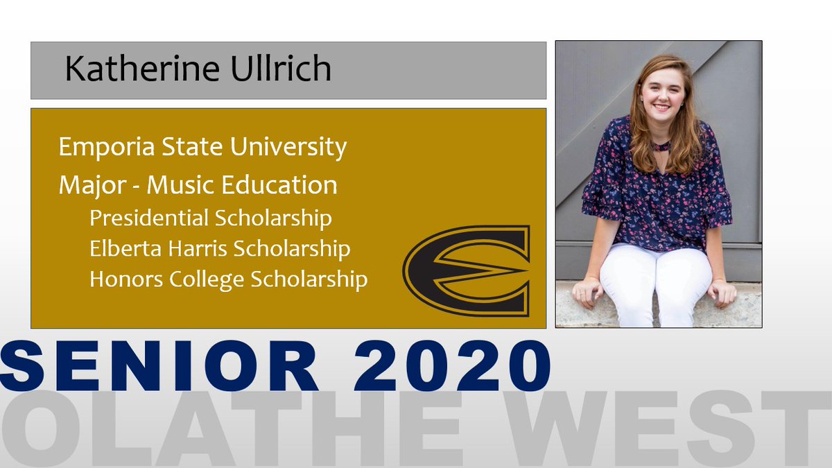 OWSeniorSigning's tweet photo. Congratulations to Katherine Ullrich who has earned the Presidential, Elberta Harris, and Honors College Scholarships to attend the Emporia State University!  Katherine will major in Music Education at ESU.  #owseniorsigning #StingersUp https://t.co/scc8idrtby