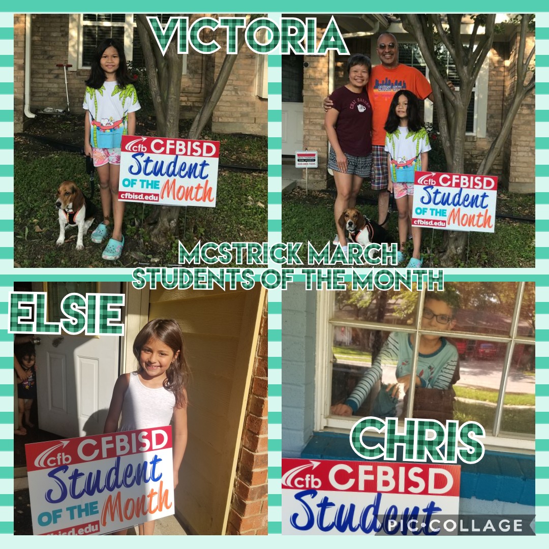 LacyDede's tweet photo. Students received thier student of the month signs yesterday for winners in March, April and May. @TigerNetwork @DrChapmanCFBISD @DlrMaggie https://t.co/5cARV7seUe