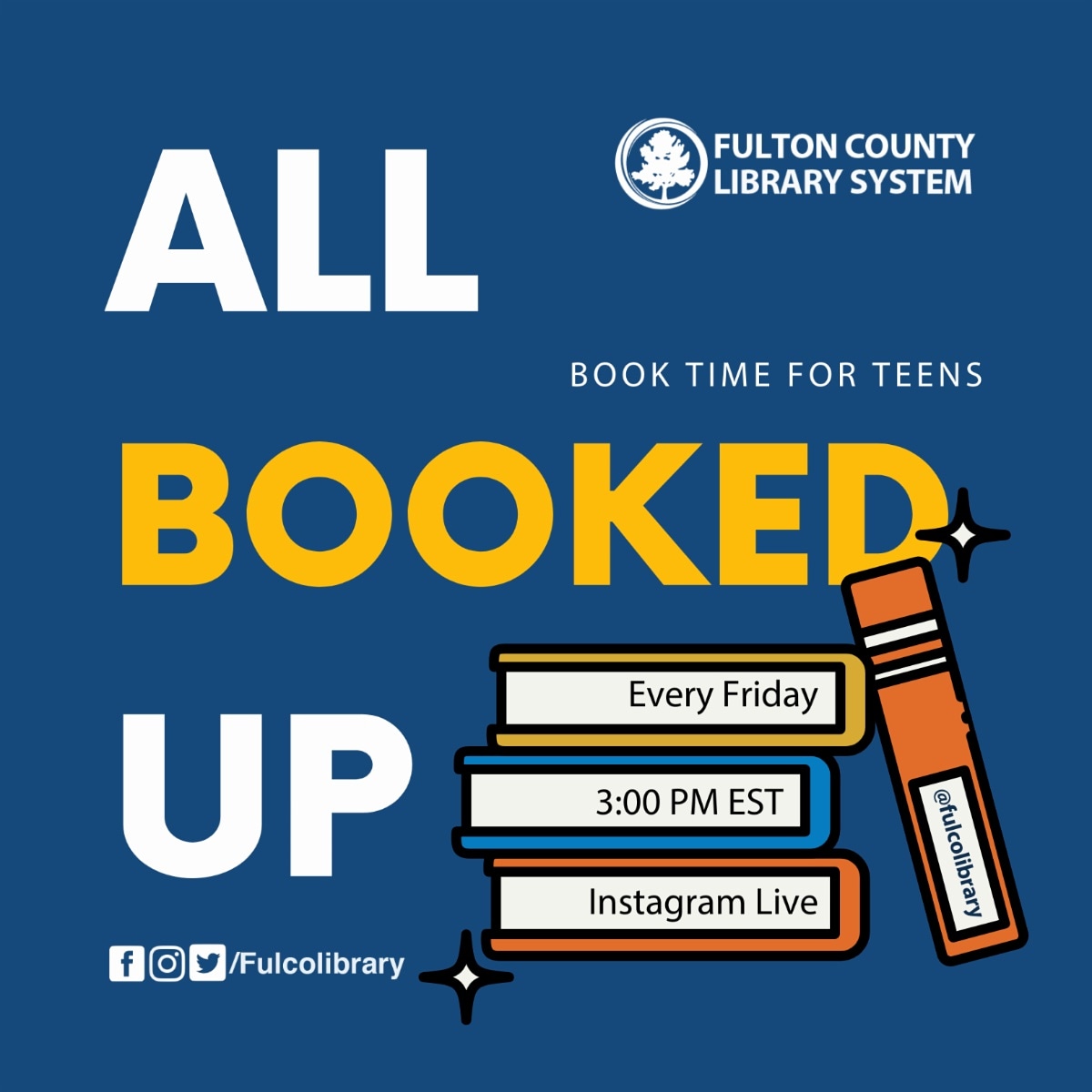 FultonComm5's tweet photo. Join your favorite Fulton County Librarians for Teen Book Reviews and more, Fridays at 3 p.m. on Instagram Live. Follow us @fulcolibrary.

This is an Instagram program. https://t.co/TyDAcc4mz8