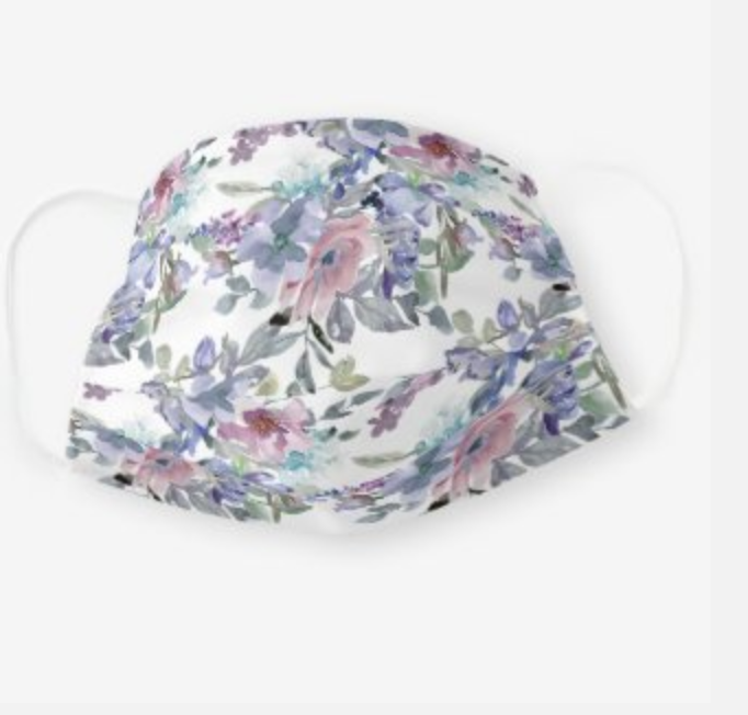 tsuttles5's tweet photo. Cloth face mask with pink and blue flowers on white.  Wear as it is or add your own filter.  https://t.co/VJYi5IkYm6 https://t.co/kc43NC9ATz