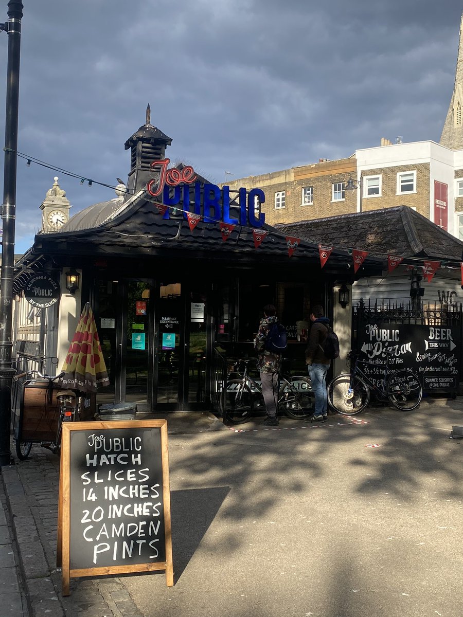 Cancel the quarantine diets because we are BACK! Serving 20 inch and 14 inch pies, slices and Camden Hells pints from the hatch for takeaway ! Also find us on Deliveroo and UberEATS for delivery! We have missed you! X