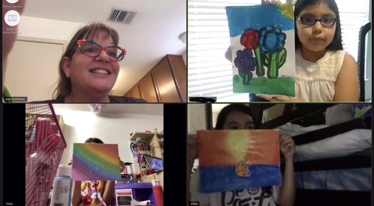 I love when some of my awesome <a href="/MahanayStars/">Mahanay Elementary</a> artists get on Zoom with me to chat and create! They truly are the sparkle in my week! <a href="/aliefFineArts/">Alief ISD Fine Arts</a> <a href="/TXEart/">TAEA Elementary Division: TX Elem Art</a> #BeYou #AliefArtsMatter