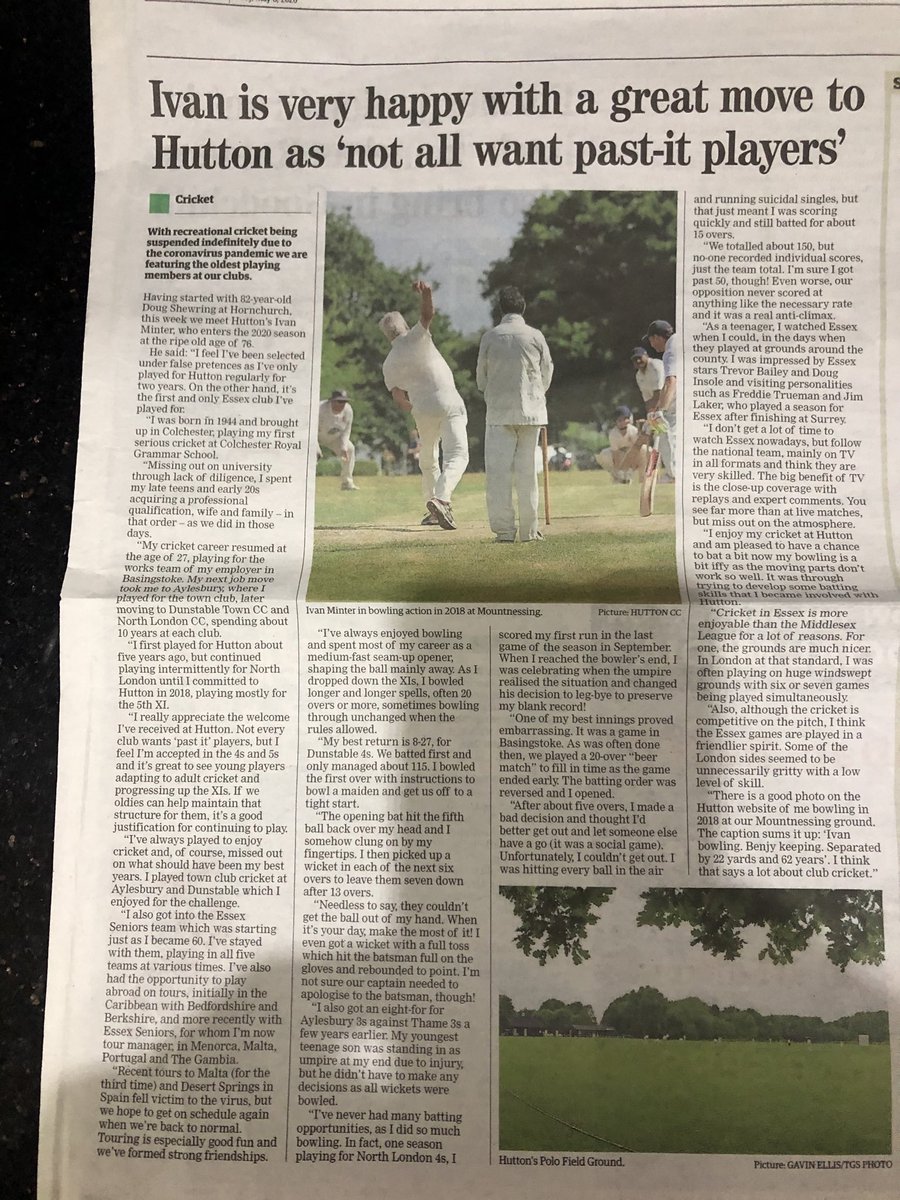 Hutton1864's tweet photo. Great coverage of the club and our member Ivan Minter for those that haven’t seen the Romford Revorder! https://t.co/KZzHfftHKA