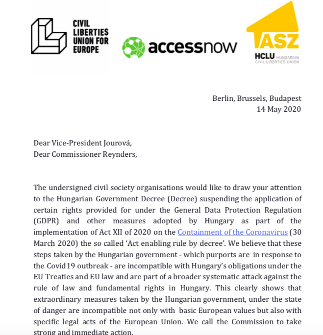 LibertiesEU's tweet photo. #Orban uses #RuleByDecree to attack #DataProtection & #FreeSpeech. Continues decade of dismantling #RuleOfLaw & #FundamentalRights under cover of #COVID19. @LibertiesEU @tasz_hu @accessnow letter to @VeraJourova @dreynders urges cases for EU law breaches. https://t.co/tM7bWdQhNZ https://t.co/0Zqb0rU1H8