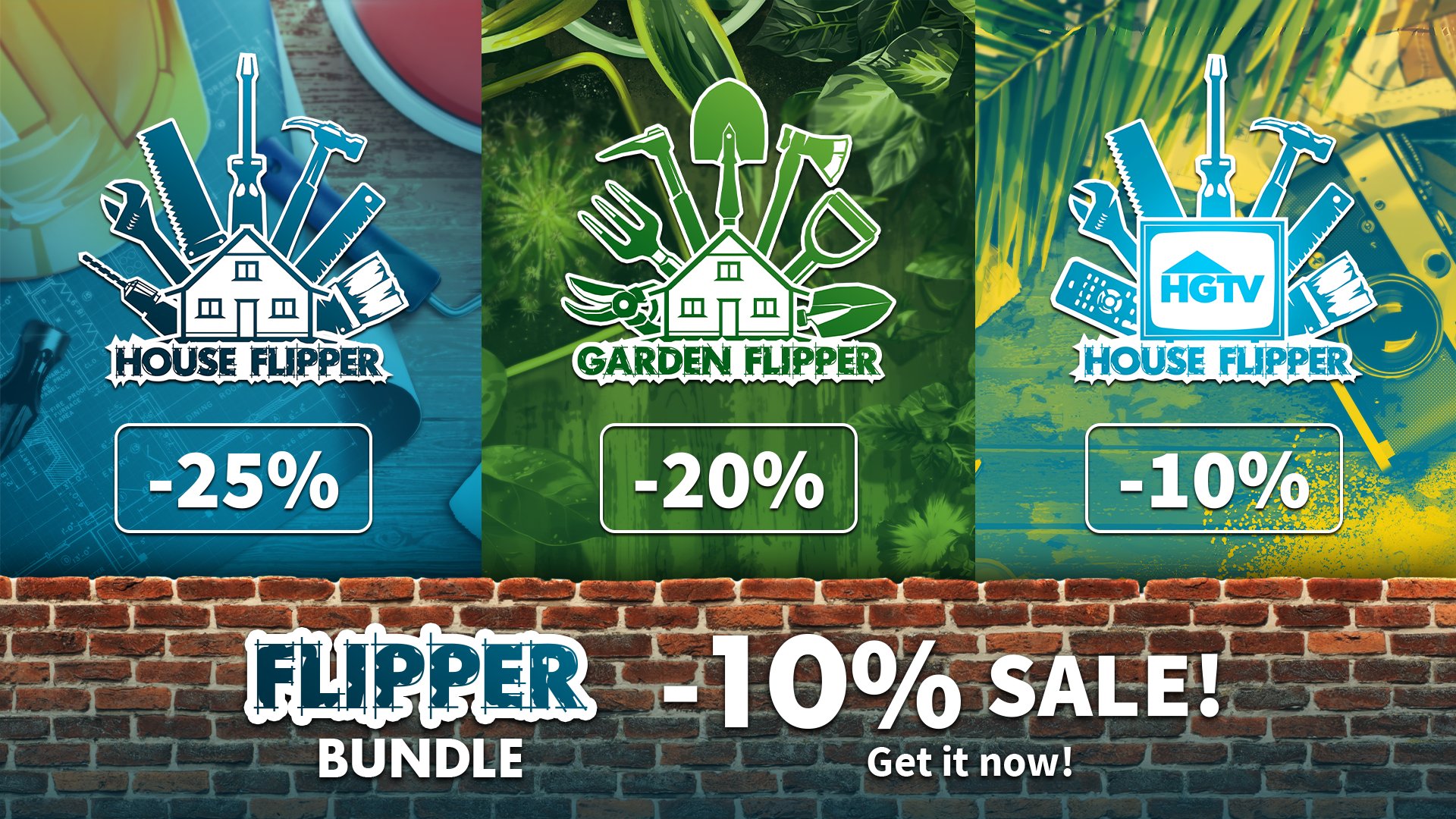 House Flipper on Twitter: "We're going crazy with the discounts on Steam to celebrate the of HGTV DLC!! ✊ - HGTV DLC is on a launch discount. - Garden Flipper