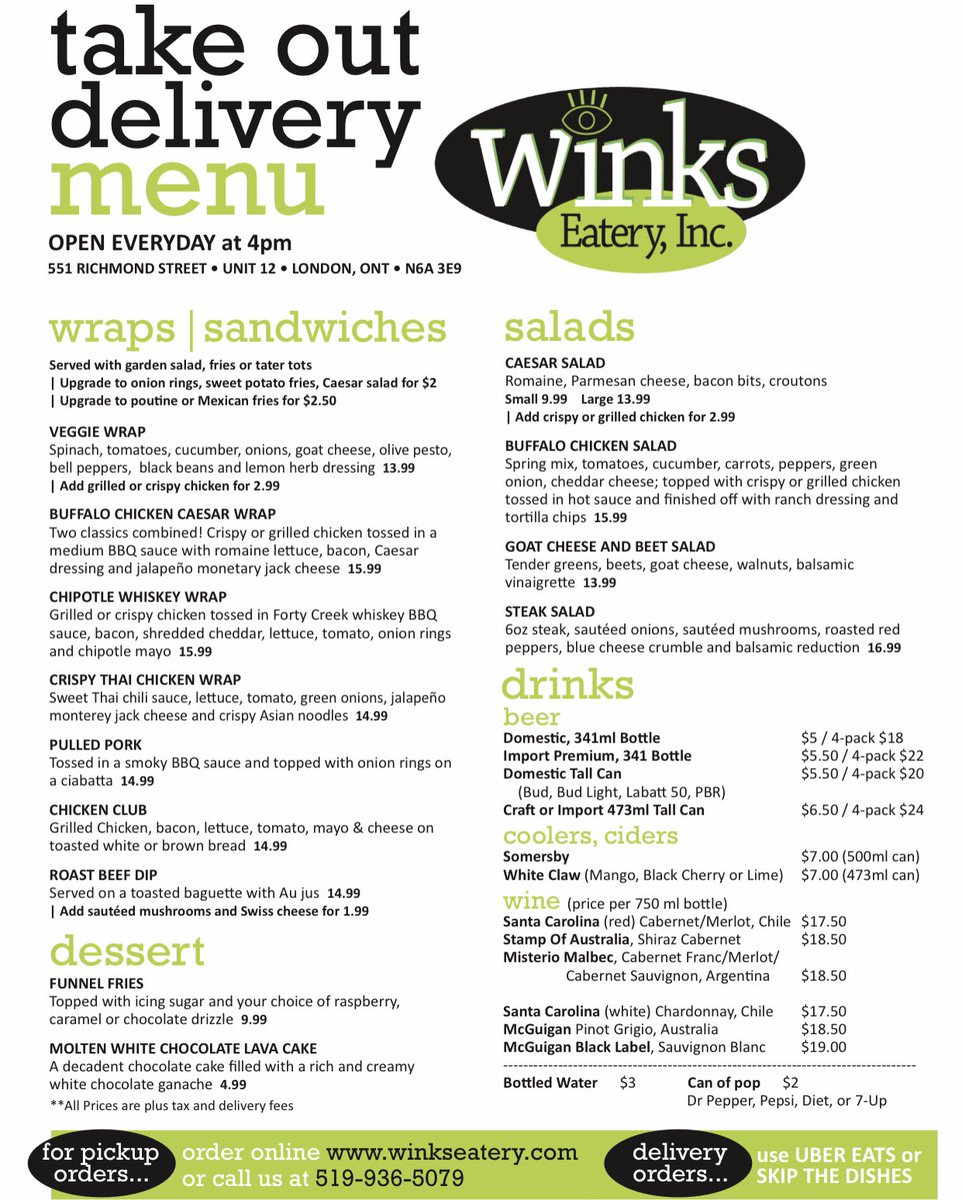 WinksEatery's tweet photo. Happy National Caeser Day! Pick up Tall Caesers to celebrate for only $5 today only! Pick something to eat with it! Menu at https://t.co/dZJ9iPf1JU 4pm-9pm 519-936-5079 #nationalcaeserday #lndnont #takeout @MottsClamato https://t.co/SzgUYGqfXp