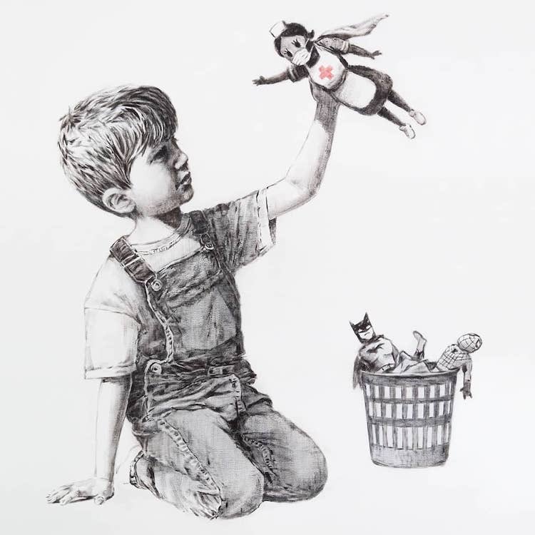 nerminyonel's tweet photo. A new artwork painted by Banksy https://t.co/oAGarCbkiy
