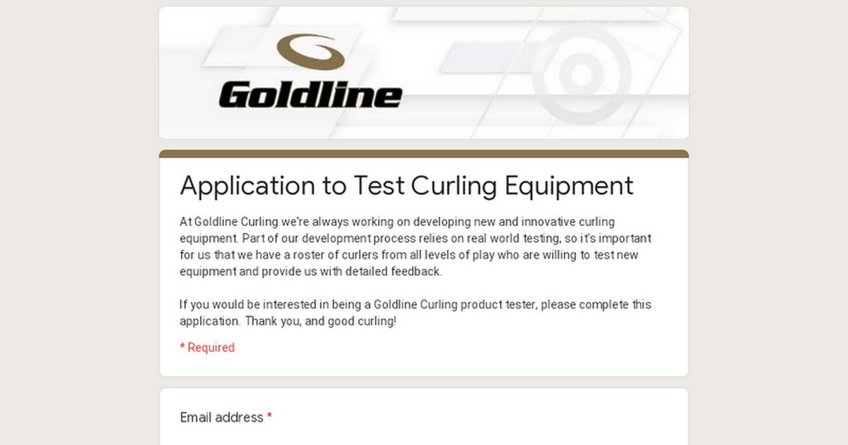 GoldlineCurling's tweet image. At Goldline Curling, we are always working on developing new and innovative curling equipment. If you would be interested in being a Goldline Curling product tester, please complete this application. #TheresGoldline #GoldlineFamily #ChoiceOfChampions

buff.ly/3fQkxDq
