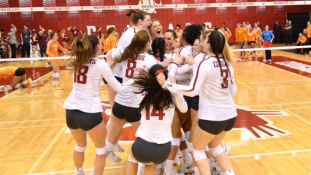 WSUCougarsVB's tweet photo. #TBT to our fourth consecutive NCAA Tournament appearance in 2019❗️

*Note: WSU is 1 of 28 NCAA DI programs to qualify for the NCAA Tournament four consecutive seasons (2016-19)*

#GoCougs | #RiseAgain https://t.co/LKaYQAoRAG