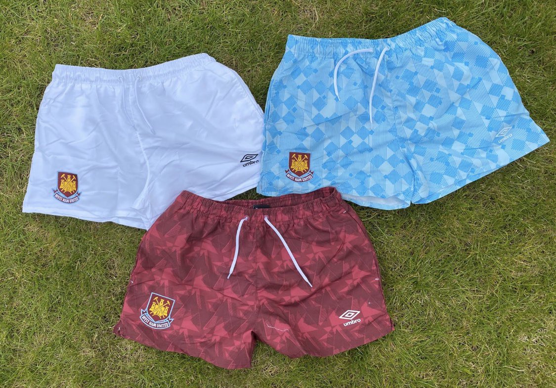 the_shortgame's tweet photo. Summer essentials West Ham fans? 

Check out these one off West Ham swim shorts, not available on the high street. 

£25 plus postage. £3 of every order donated to the NHS. 

Get in touch to order ⚽️🔥⚒😍

#WHUFC #COYI https://t.co/6mpMHPOZf0