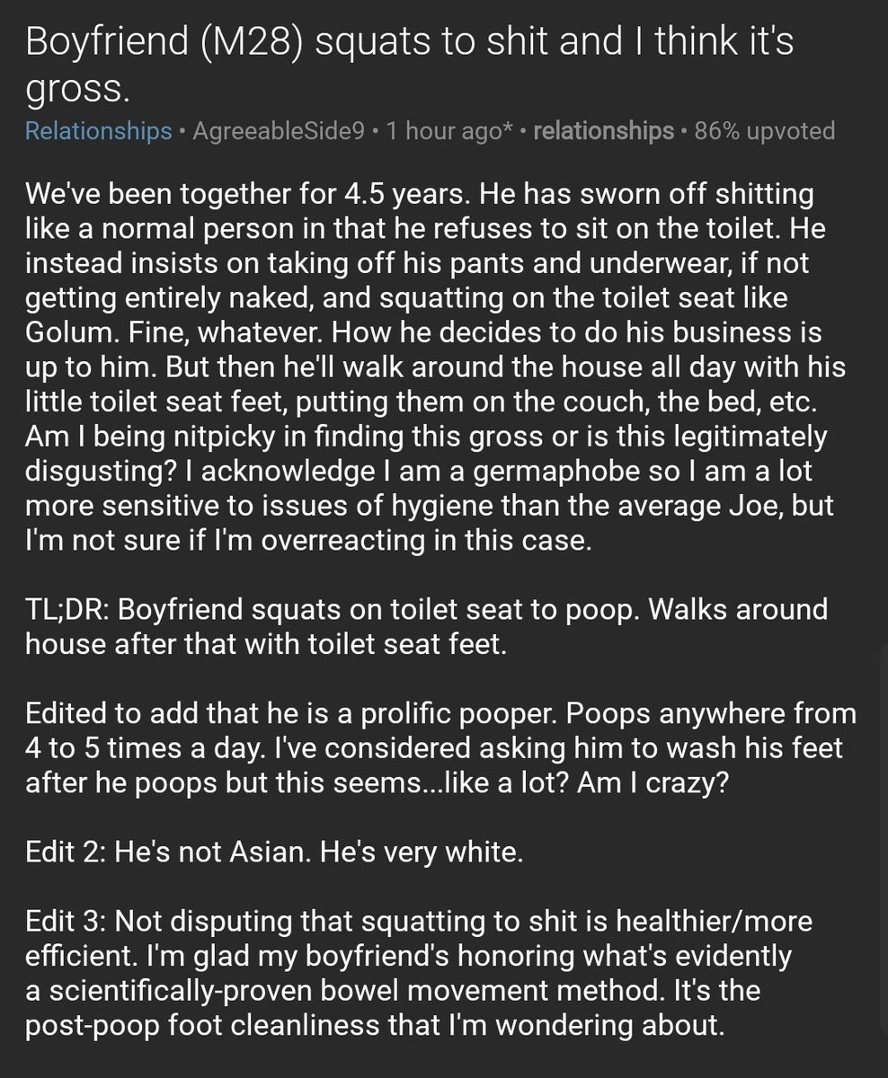 Boyfriend (M28) squats to shit and I think it's gross.