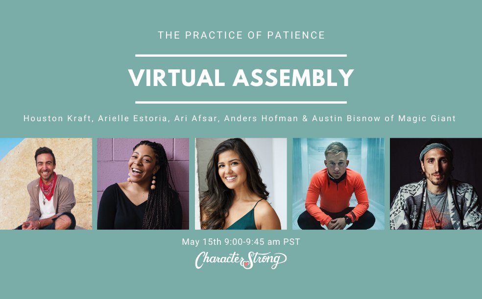 CharacterStrong's tweet photo. The Practice of Patience💙
Inspiration has gone digital! We are so excited to host a Live Virtual Assemby tomorrow @ 9am PST // 11am CST
Tune in to hear from Arielle Estoria, Anders Hofman, Ari Afsar, Houston Kraft, & Austin Bisnow of Magic Giant!
https://t.co/MevkHuPgww https://t.co/d1TcPBWG3V