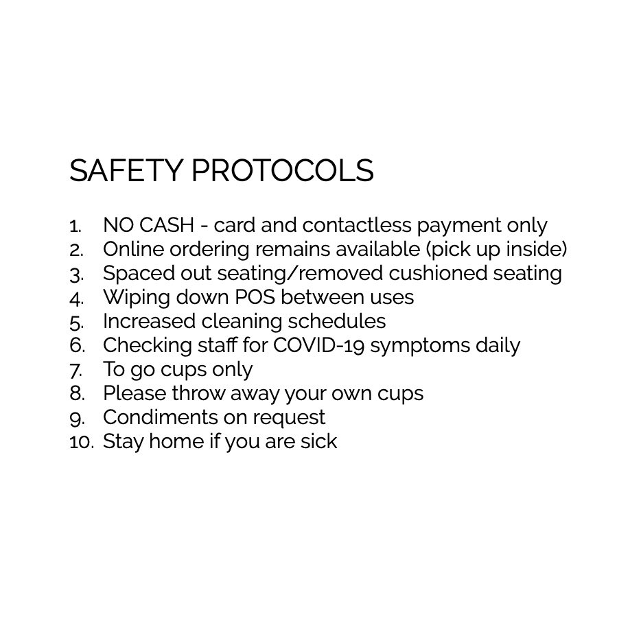 _silvergrizzly_'s tweet photo. May 18th SGE will be open normal hours (7a-10p / Mon-Sat)! 

Pictured are the safety protocols we will use moving forward. 

Remember, if you are elderly, immunocompromised, or simply uncomfortable, wholebean coffee and brewing equipment are available online! https://t.co/Ngk7wDEaJt