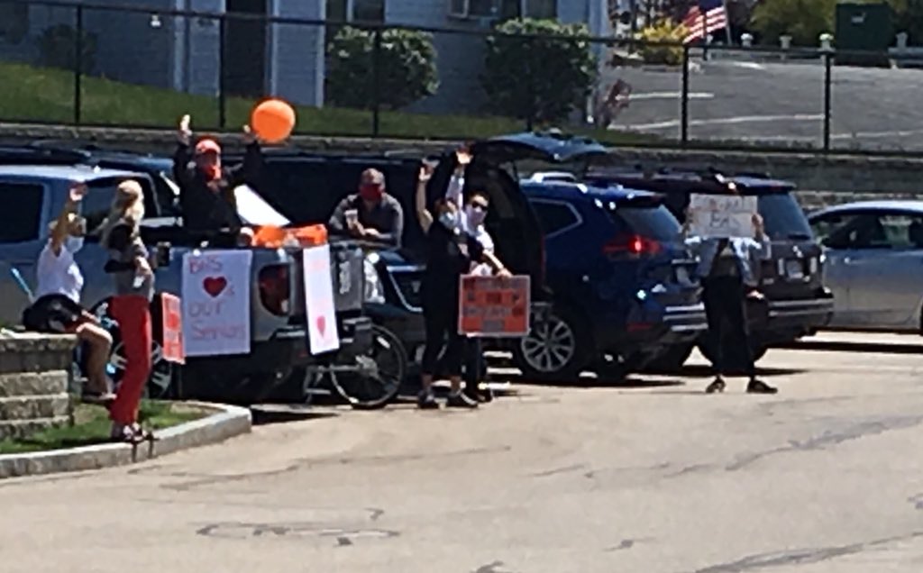 Beverly_High's tweet photo. Senior cap and gown pickup begins today.  Doesn’t take long and teachers there to give you a sendoff.  #bhsrises #beverlyschools https://t.co/hJby47IH1w