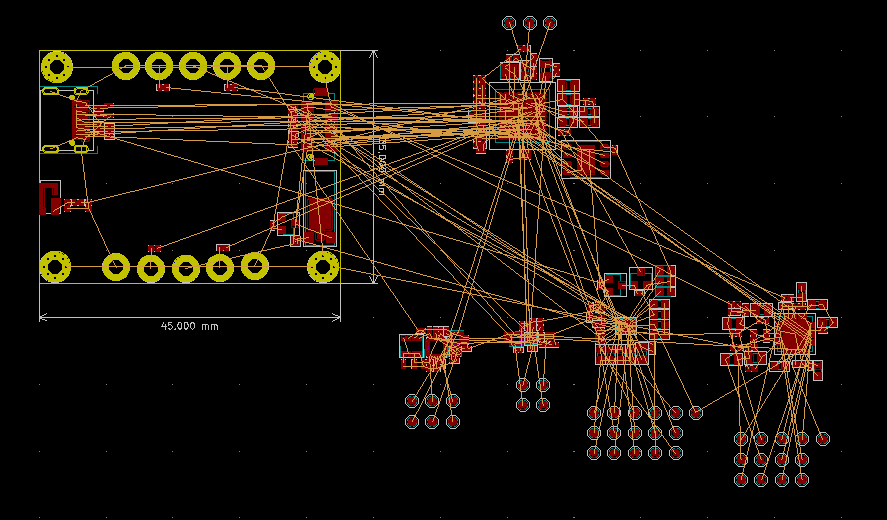 March 19: After completion of the initial schematic of the @card1obadge it becomes clear that it will be a challenge to fit all the components on the PCB. Minimum size is mainly driven by connectors, the antenna, vibration motor and wristband connections.