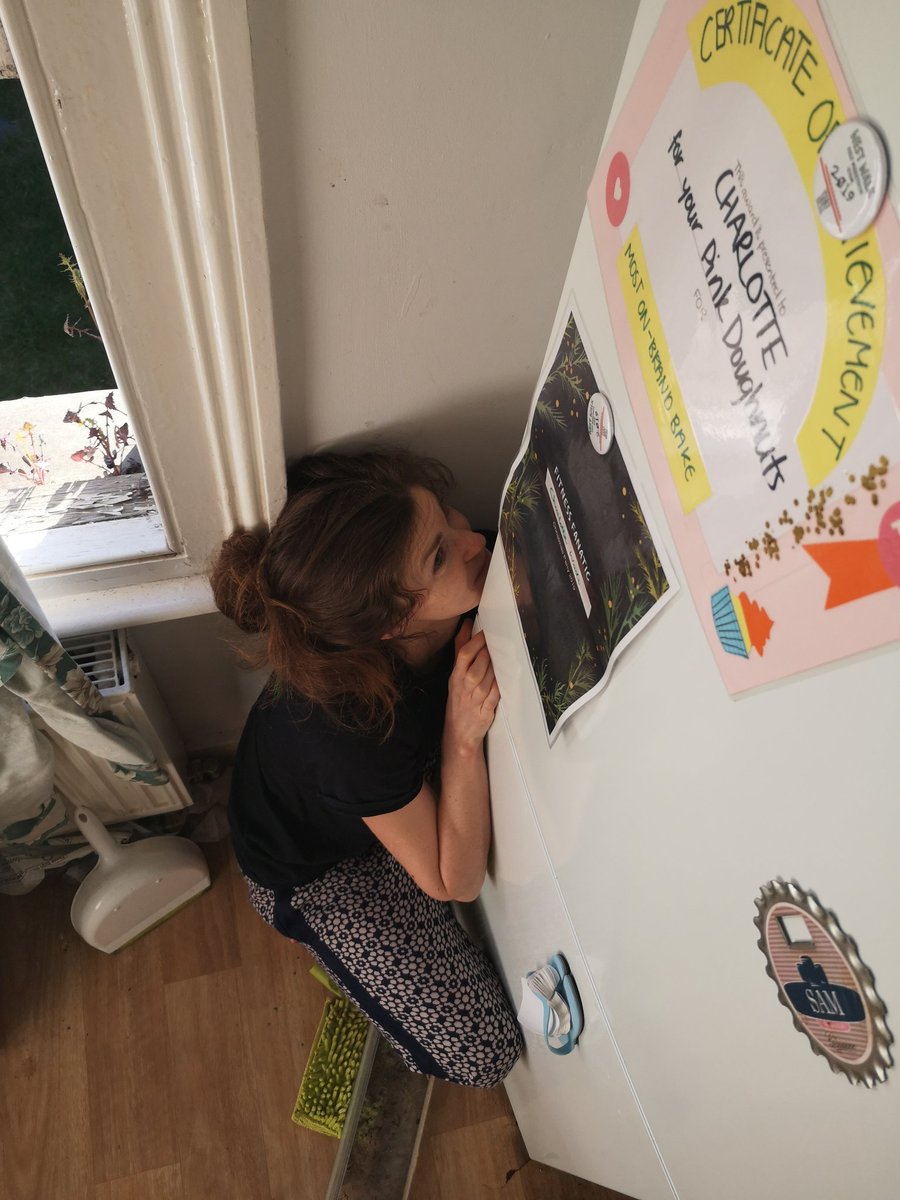 SamRoyle883's tweet photo. @CharlotteWade10 practicing her #offwidth crack #climbing technique while trying to rescue some bread that'd fallen behind the fridge https://t.co/tjoyRBRyhl